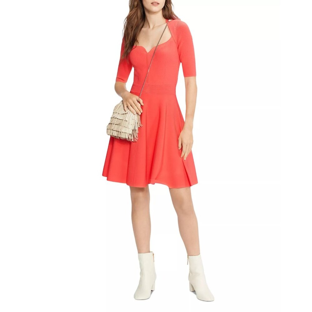 Ted Baker Milly Red Dress Sweetheart Neckline Knit Dress Ted Size 4 US 8-10 NEW